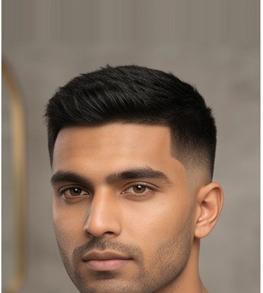 Subtle low fade haircut for men blending smoothly near the ears and neckline