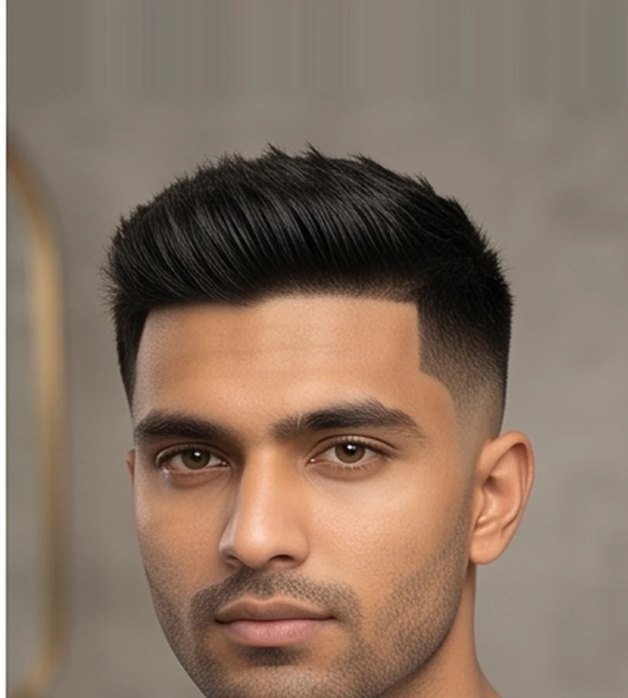 Men mid fade haircut balancing clean faded temples with styled textured top